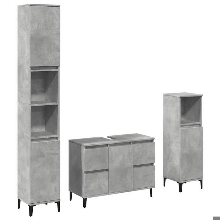 VidaXL Set of Bathroom Furniture 3 Pcs Concrete Grey 3324950