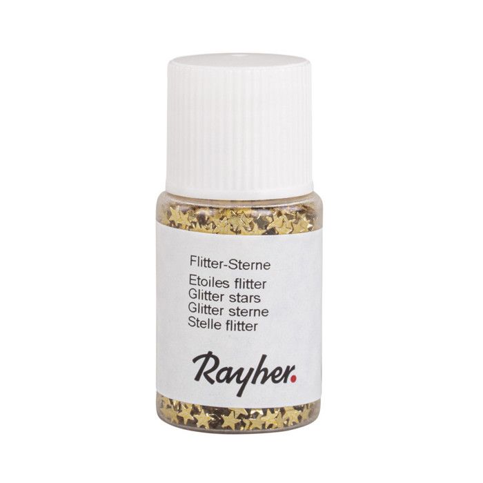 Stars Flitter, 3mm, PET, 10ml Bottle, Gold