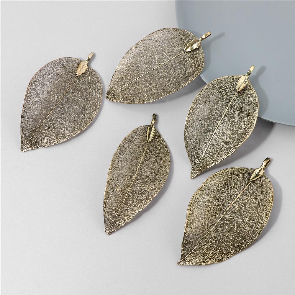 5pcs Fashion New Leaves Metal Pendants Unique Sweater Leaf Vein Pendant DIY Necklace Earring Accessory Fine Jewelry Handmade