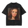 Divertente Faccia di Bambola Disgustata Reazione della Bambola Grafica Stampata T-shirt Uomo Donna Vintage Cotone Lavato Estiva Nuova Maglietta Girocollo Manica Corta
