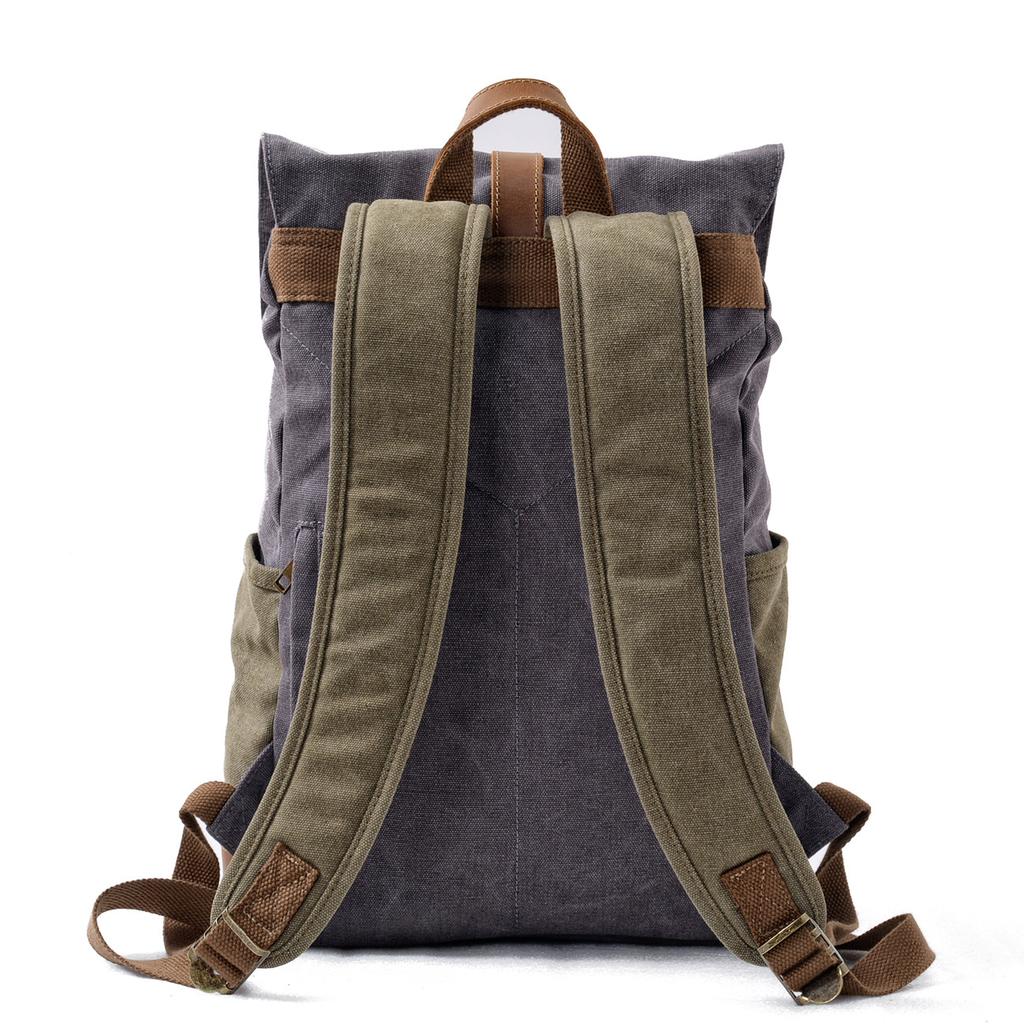 Men'S Vintage Backpack Outdoor Leisure Excursion Backpack Large Capacity Computer Bag Canvas Hiking Hiking Bag