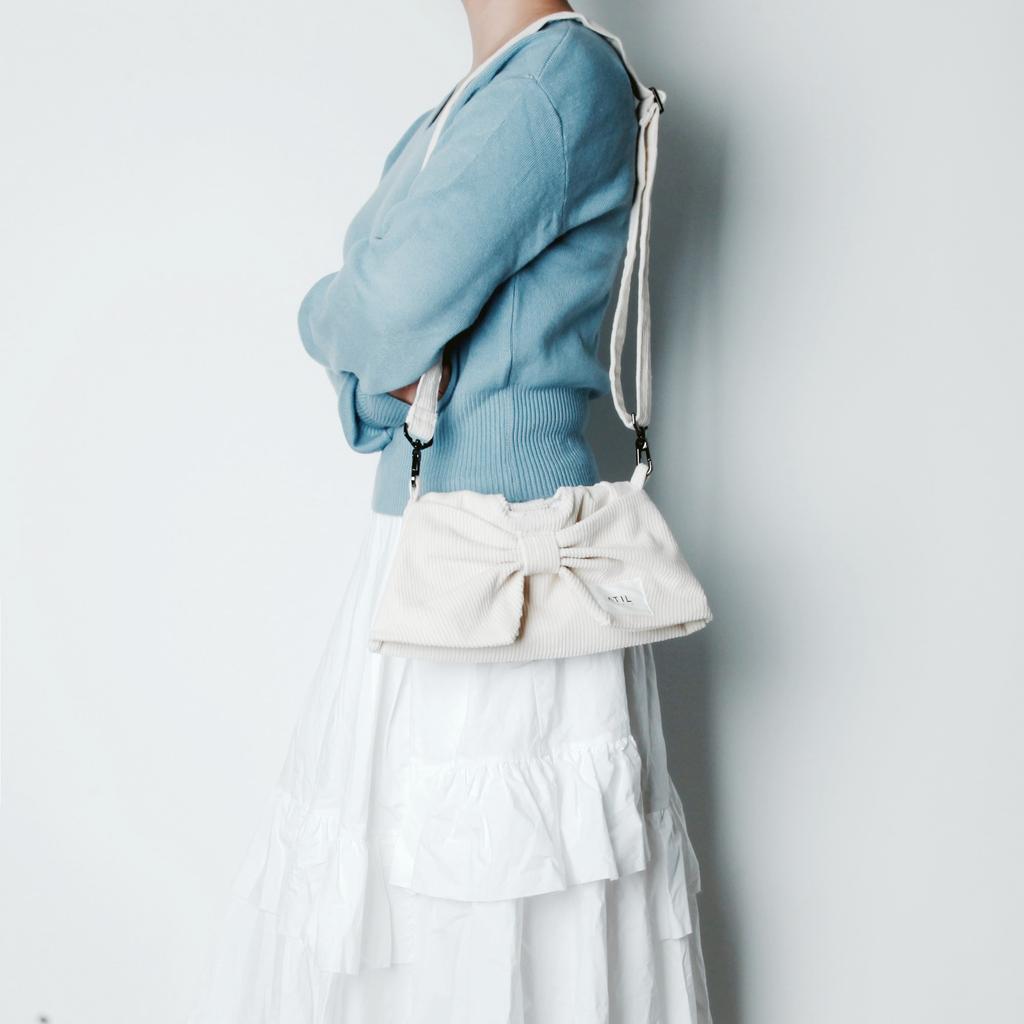 Atil Studio Corduroy Mini Ribbon Hobo Dot And Crossbody Bag _ [Ivory]