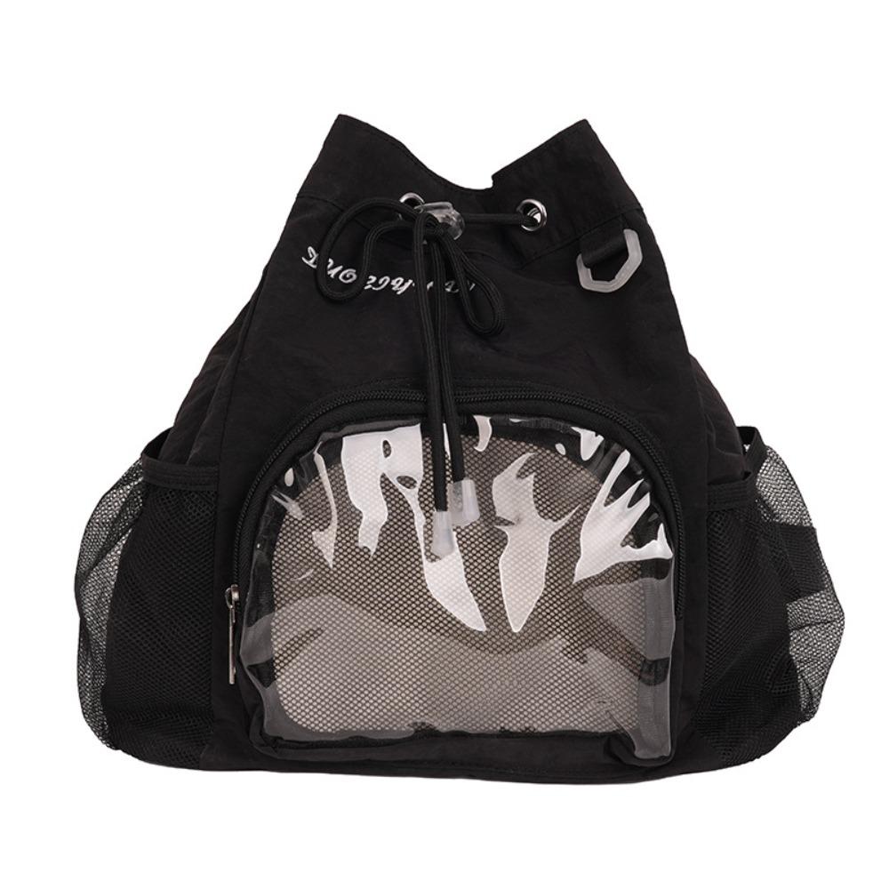 

Легкий нейлоновый рюкзак на шнурке, милый рюкзак Y2k, повседневный рюкзак ита, для походов чёрный