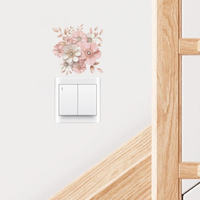 Painted Relief Flower Bedroom Living Room Switch Sticker Decorative Beautification Wall Sticker Self-adhesive