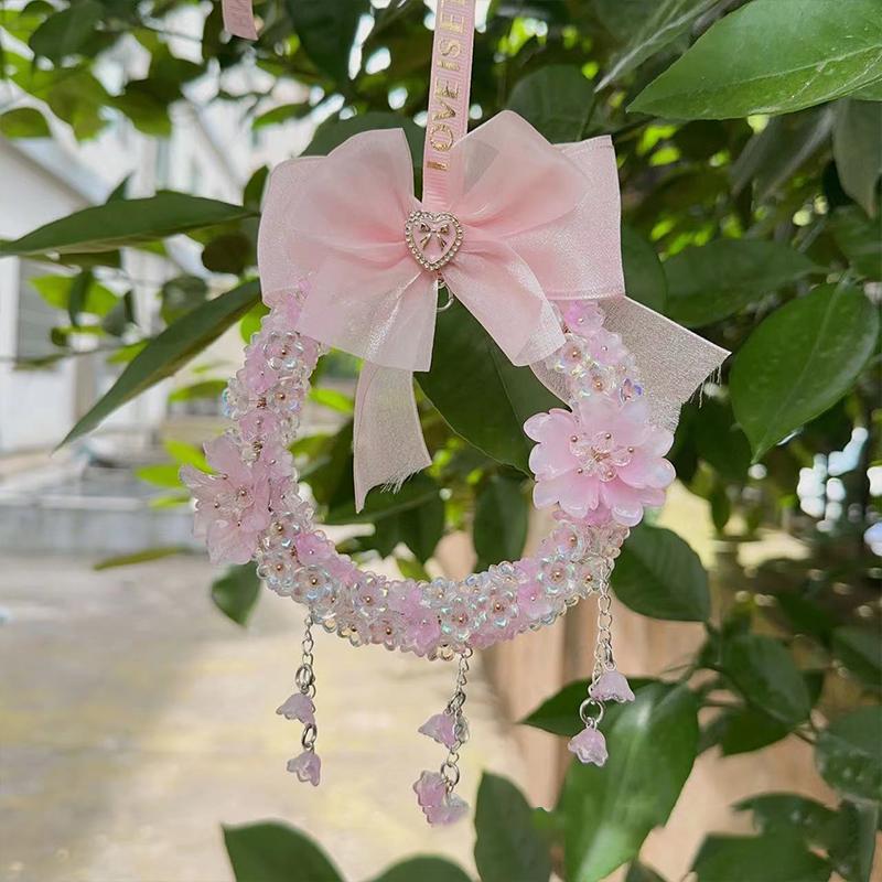 Lucky Flower Car Pendant Car Rear View Mirror Hanging Decoration Car Ornaments Women's Auto Interior Trim Weding Gifts