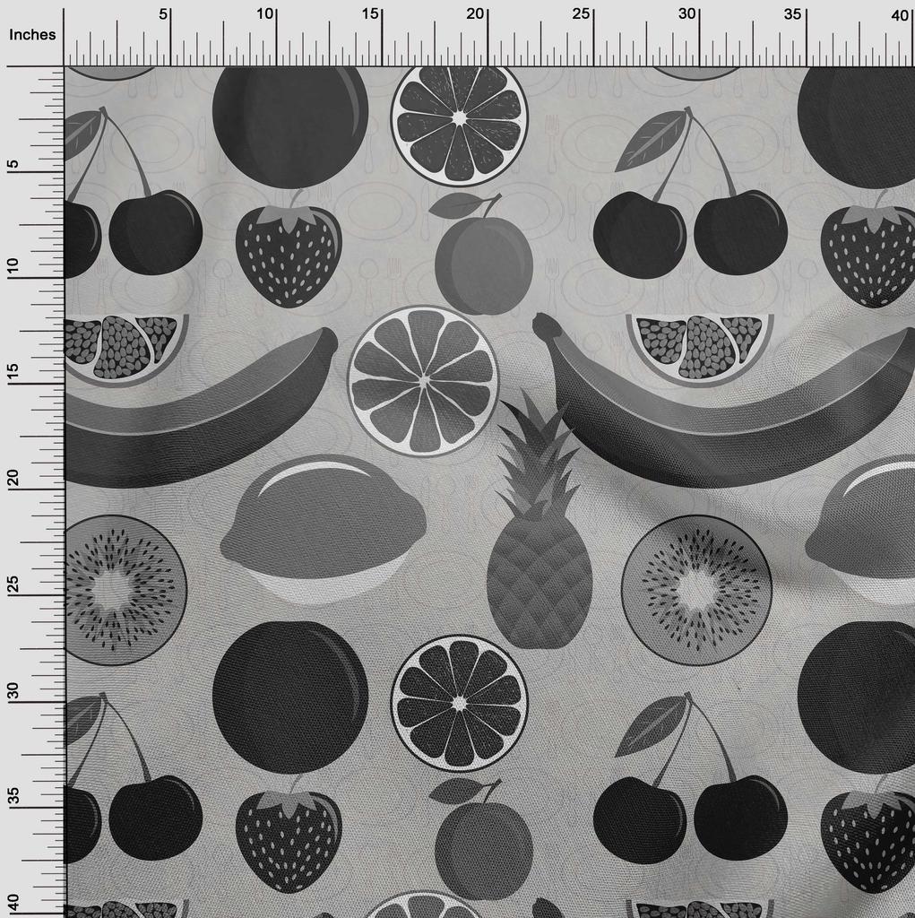 oneOone Bavlna Flex Světle šedá látka Ovoce Řemeslné projekty Dekor Fabric Printed By The Yard 40 Inch