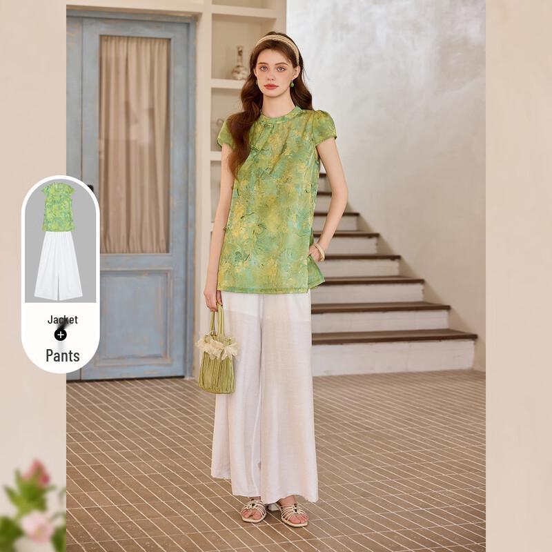 Bailuyu Women s New Chinese Style Cheongsam Set M