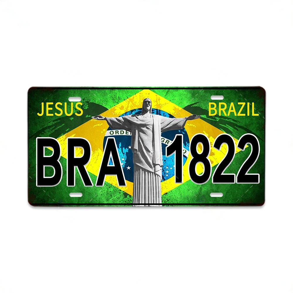 Retro License Plate Various Regions Metal Signs Posters Decor Italy Brazil Japan Poland Korea Ireland Bar Garage Plaque