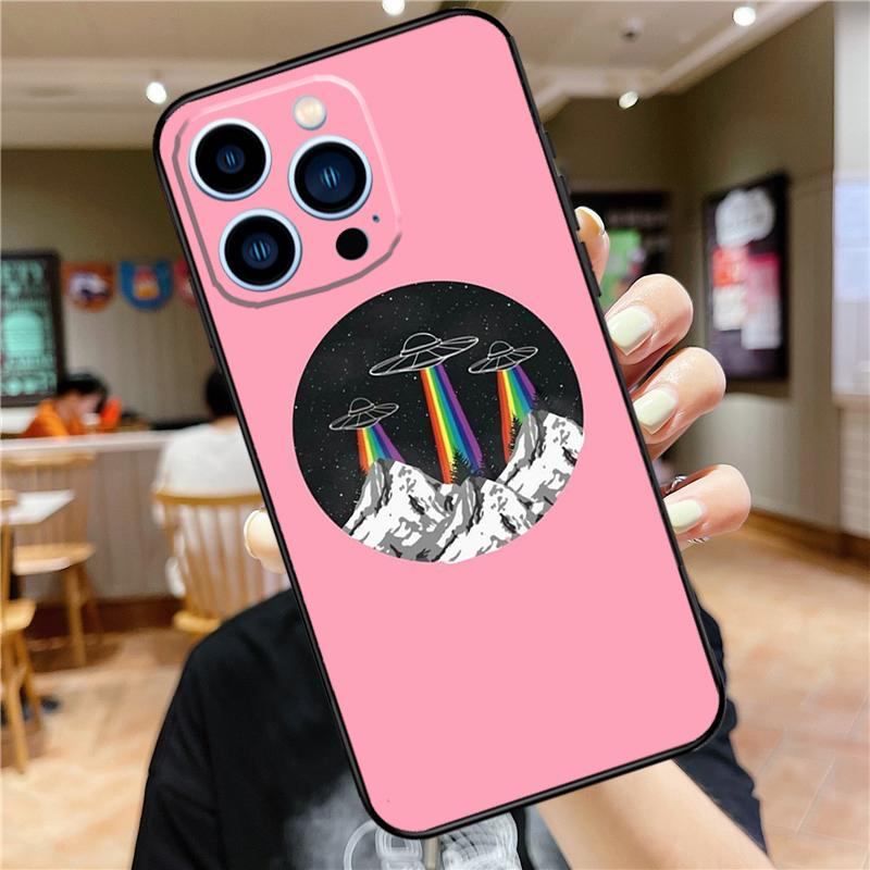 Aesthetics Cartoon Alien Space Phone Case For iPhone 15 13 12 11 14 Pro Max Mini X XR XS Max SE 2020 2022 7 8 15 Plus Cover
