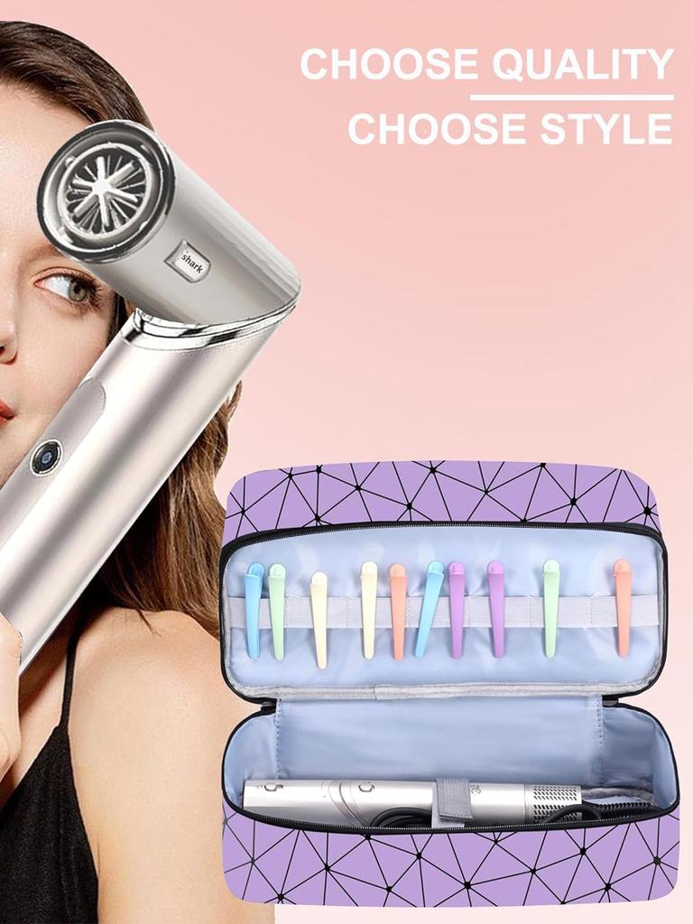 PU Double Layer Hair Dryer & Curling Iron Storage Bag - Large Capacity, Portable, Multi-functional Makeup Handbag with a High-end Feel.