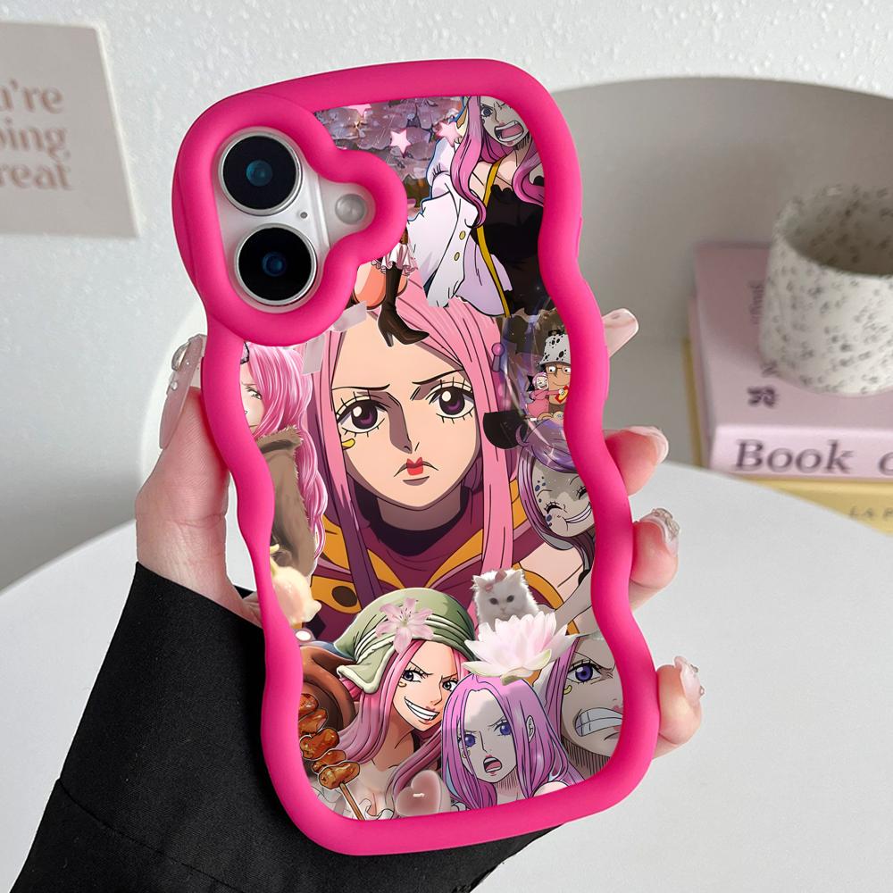 

Jewelry Bonney Phone Case for iPhone 17 16 15 14 13 12 11 Air Pro Max Plus Red Soft TPU Wavy Edge Cover iPhone17