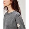INMAN Women's Heavy Embroidered Floral Round Neck Sweater