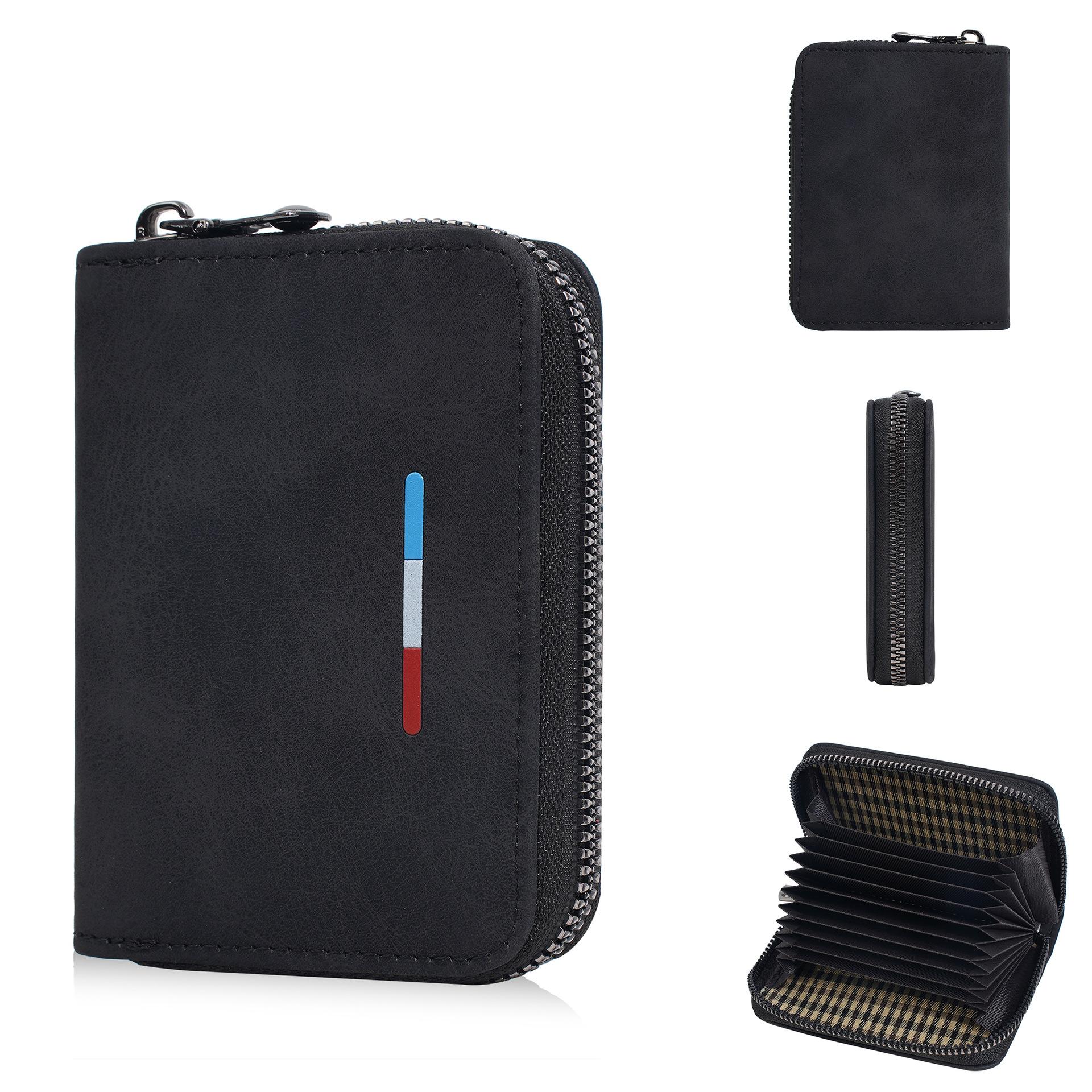 

Men s Simple Thin Mini Card Holder Zipper Coin Change Bag Wallet Card Bag Integrated ID Bag one size чорний