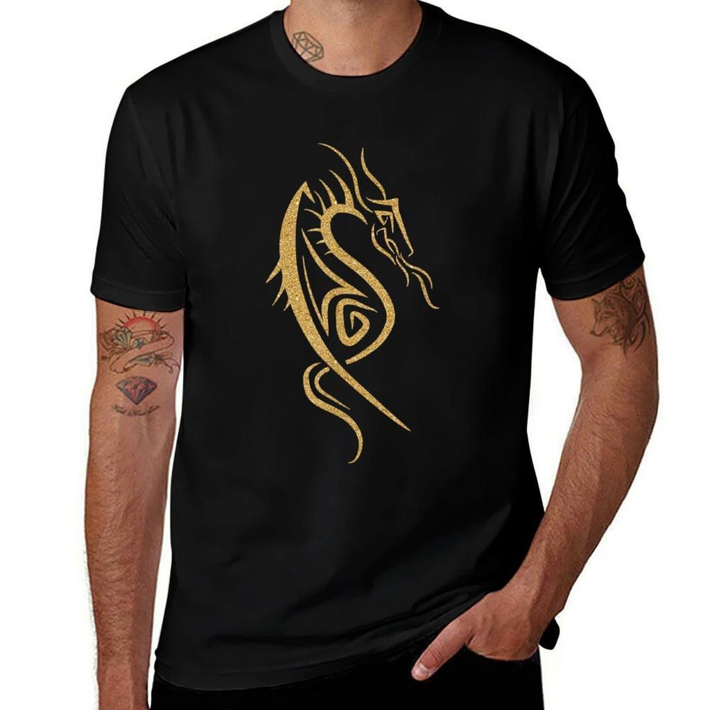 Gold Dragon Cool Tribal Tshirt Plus Size Everyday Tee Shirt