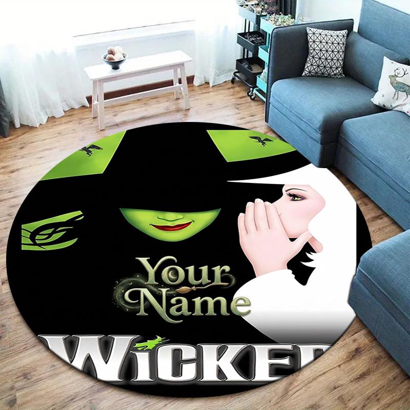 Christmas Baubles Theme Custom Name Round Area Rug Carpet Rug For Living Room Bedroom Sofa Playroom Decor Nonslip Floor Mat