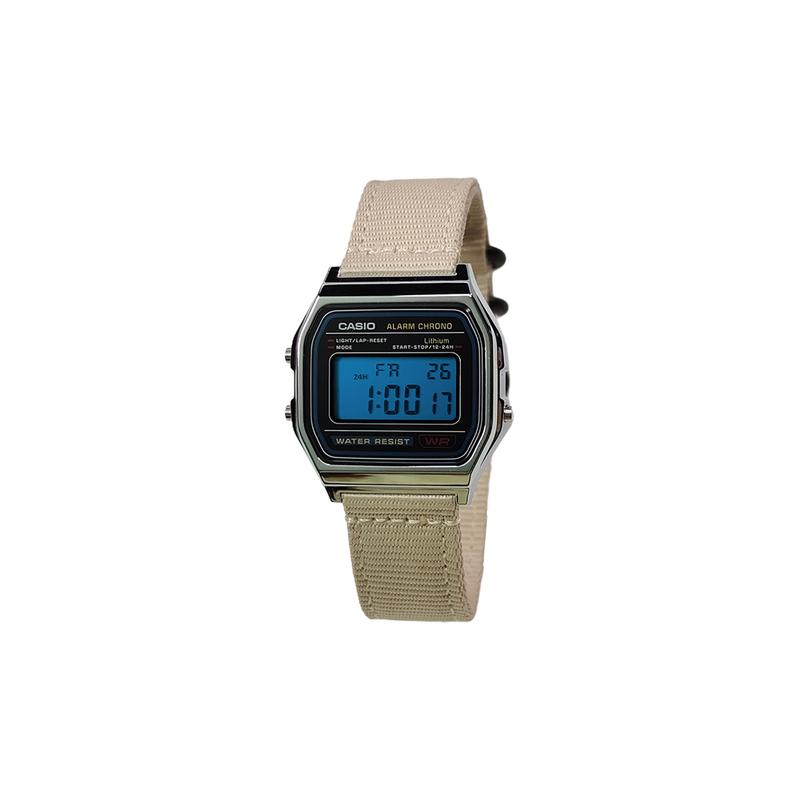 CASIO Customized watch modified series resin case classic retro small square watch daily waterproof Quartz nylon strap same F-91WM-2A-LanSeBiaoJing
