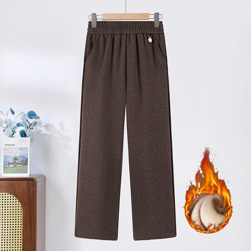 Pants Autumn and Winter High-waisted Straight-leg Trousers, New Middle-aged and Elderly Pants, Long Winter Clothes, Thickened