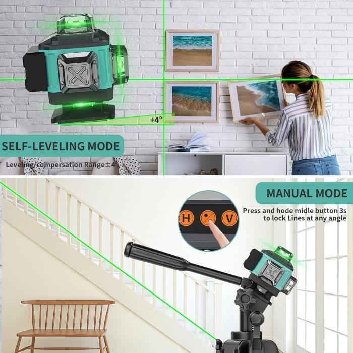 Niveau laser - vert - 4d 16 lignes - autonivelant - ip54 - sans fil