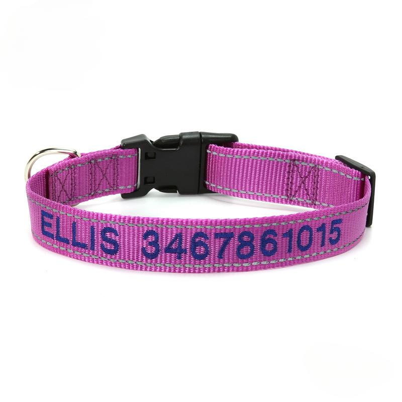 Pet Dog Embroidery Anti-lost Nylon Reflective Collar