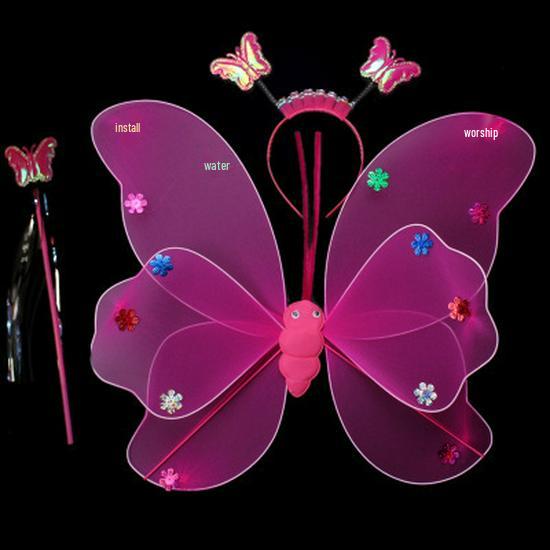 Leuchtende Schmetterlingsflügel & Zauberstab Feen-Set für Mädchen
