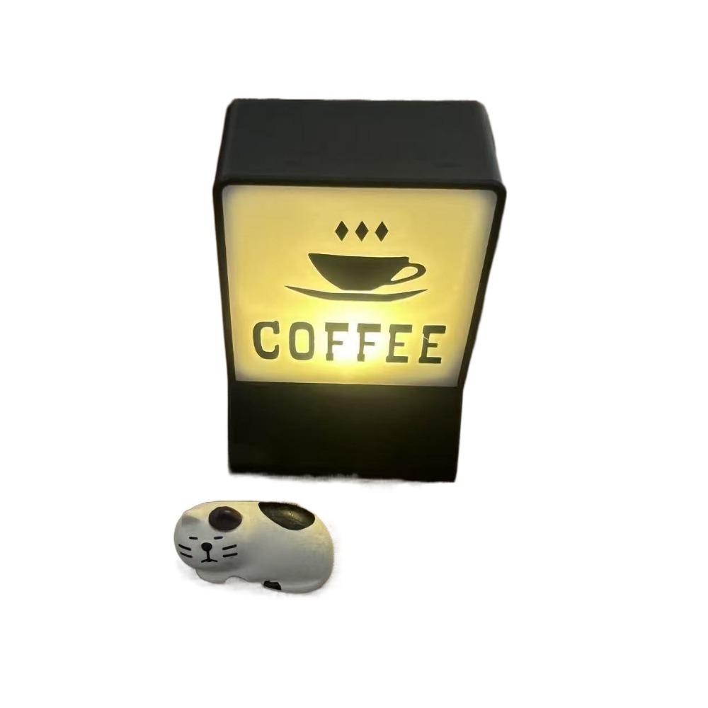 Creative Coffee Shop Fridge Magnet Cute Cat Model Three-Dimensional Bar Luminous Light Boxes Miniature Warm Glow