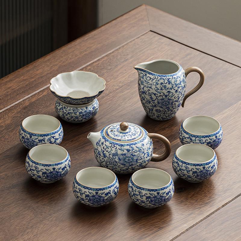 Light Luxury Tea Set Single Product Blue and White Beauty Fair Cup Ceramic High-end Tea Dispenser Tea Table Boutique Tea Sea Tea Ceremony Accessories