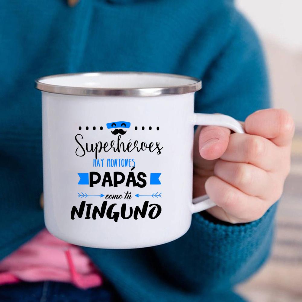 Meine Lieblingsperson heißt Papa Emaille Tasse Weiß Henkeltasse Kaffee Tee Getränk Wasser Das beste originelle und lustige Vatertagsgeschenk