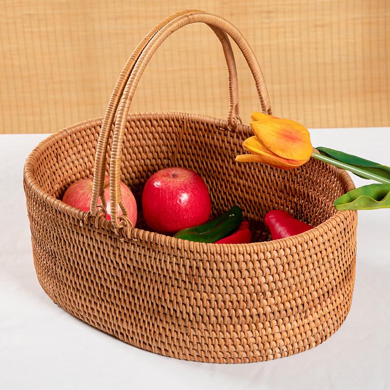 Hand-Woven Rattan Storage Basket