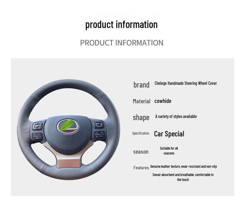 Pokrowiec na kierownicę ze skóry naturalnej, szyty ręcznie, do Lexus ES, NX, RX, GS, IS, CT