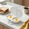 Cuiseur d'œufs au micro-ondes Double cavité Pochoir avec couvercle et poignée, Plastique de qualité alimentaire Outil facile pour le petit-déjeuner Cuiseur vapeur, Cuisson sans huile Non déformable Réutilisable