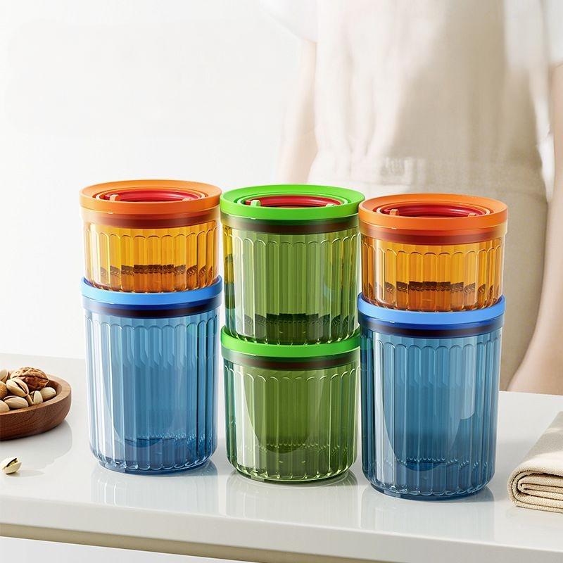 

Set Of 6 ABS Jars With Airtight Lids Silicone Kitchen Canisters Clear Container For Food Storage Of Dry Goods Cookie