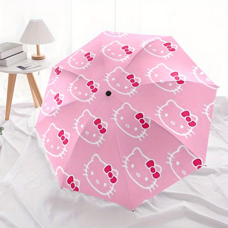 1pc Hello Kitty Pattern Pink Background Umbrella with Plastic Handle,Suitable for All Seasons Home Travel Outdoor UmbrellaSanlio645