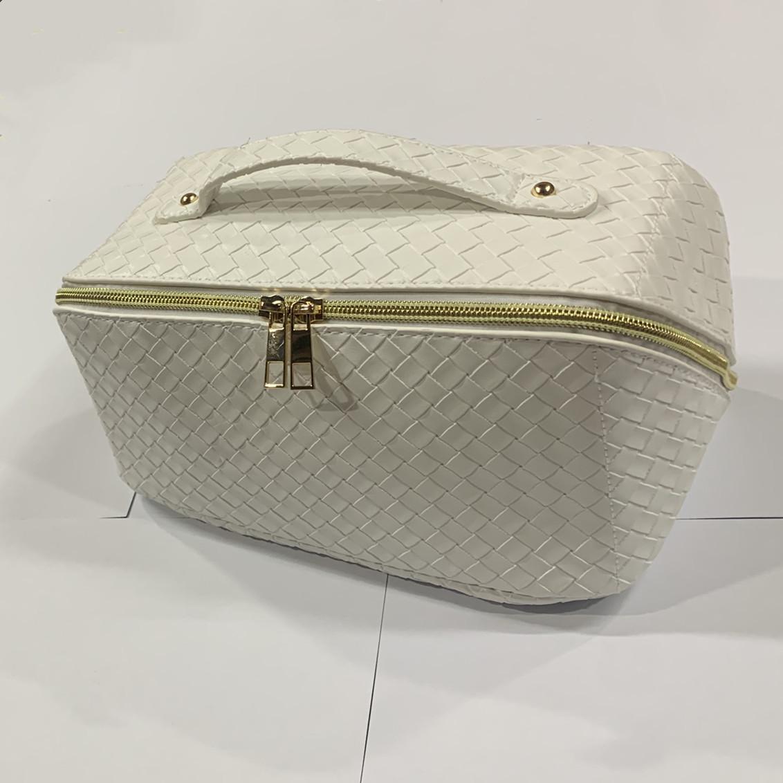 

Розкішна косметичка-гармошка з плетеним візерунком - велика місткість, портативний дизайн для подорожей 24x12x12 cm