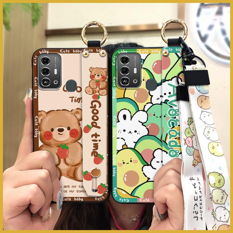 Phone Holder Protective Phone Case For ZTE Blade A53 Pro Durable Cute Back Cover Lanyard Anti-dust Fashion Design Ring
