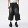 | American High Street Whitened Washed Silhouette Wide Legs Loose Seven-point Jeans