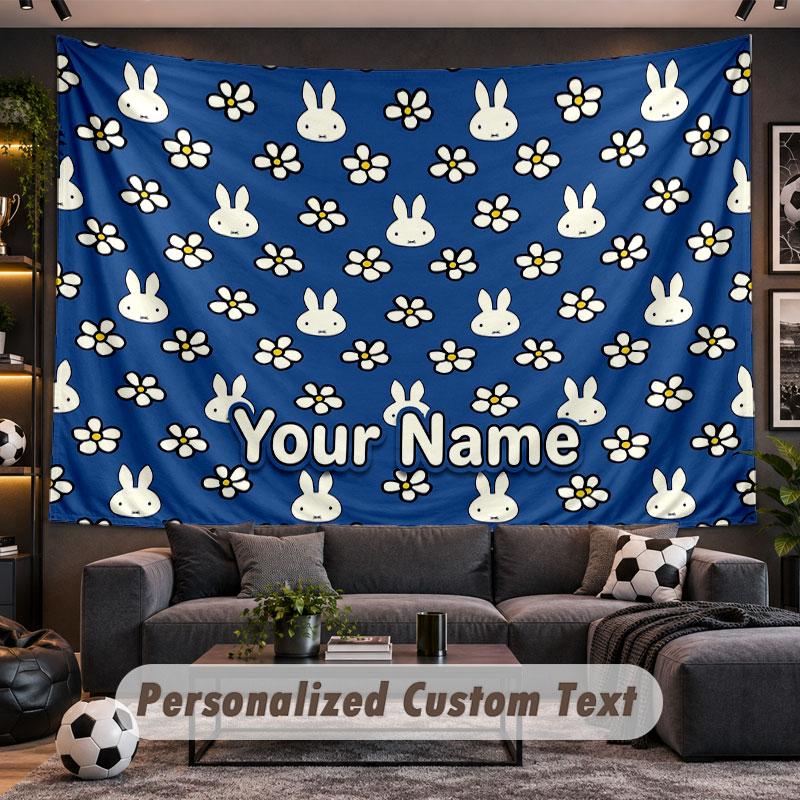 Wall Hanging Tapestry Custom NameMiffy Pattern Personalized Printed Fabric Wall Decor