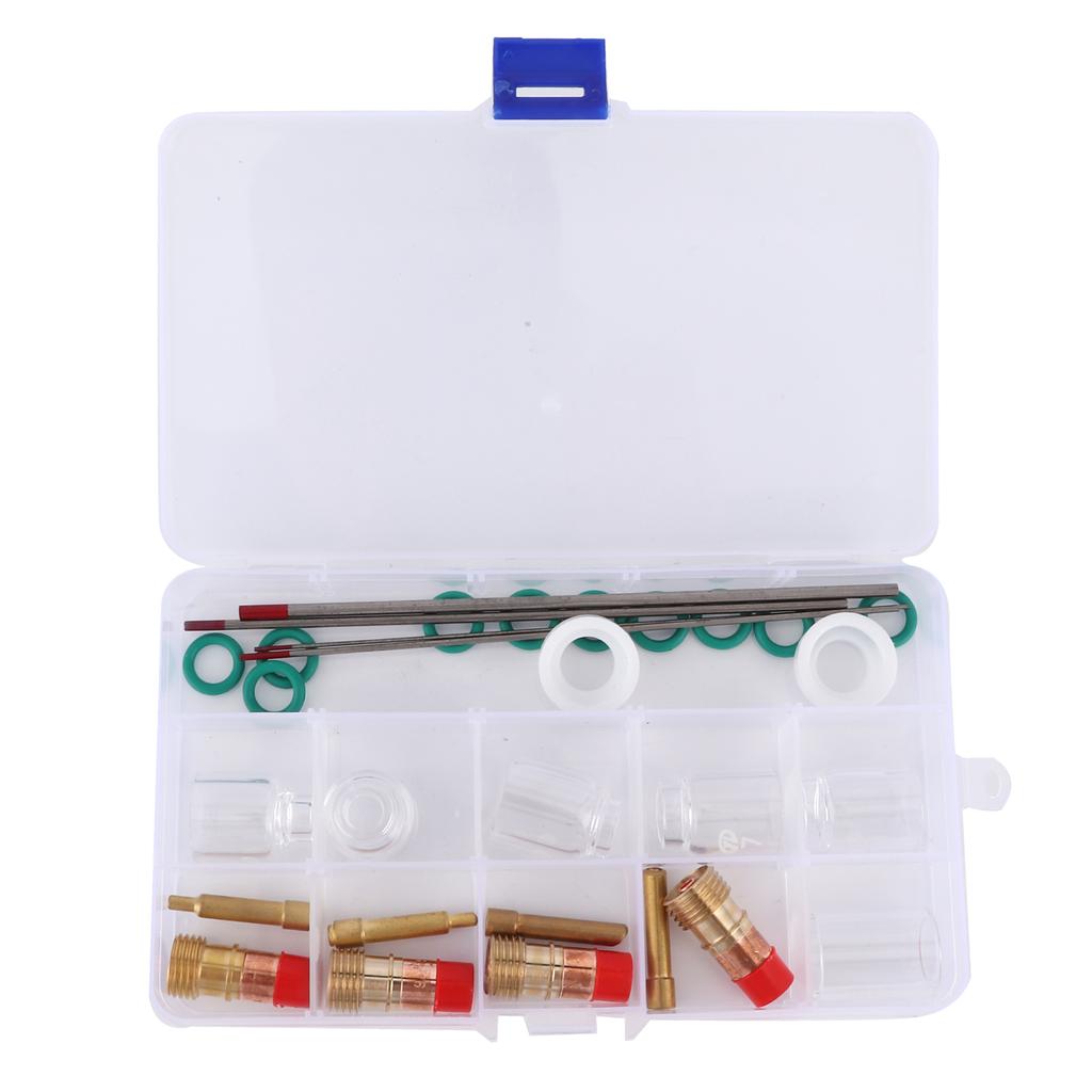 30-delat set TIG-svetsning Glasmunstycke Kit Värmebeständigt 4# 5# 6# 7# 8# 10# Tillbehör för WP‑171826-serien