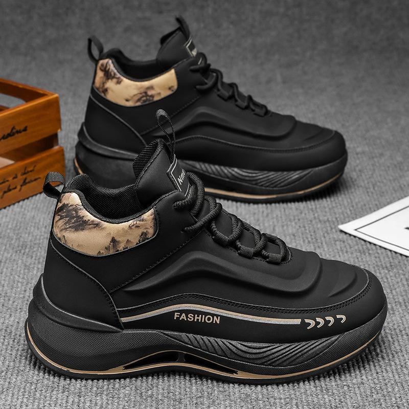 Men's High Top Sneakers Autumn Trend Comfort Wear-resistant Platform Casual Shoes Height Increase Lace Up Non Slip Running Shoes