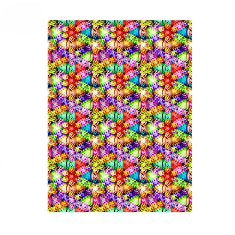Translucent Self-Adhesive Stained Window Sticker Retro Geometric Pattern Glass Film Home Bathroom Decor Art Privacy Film