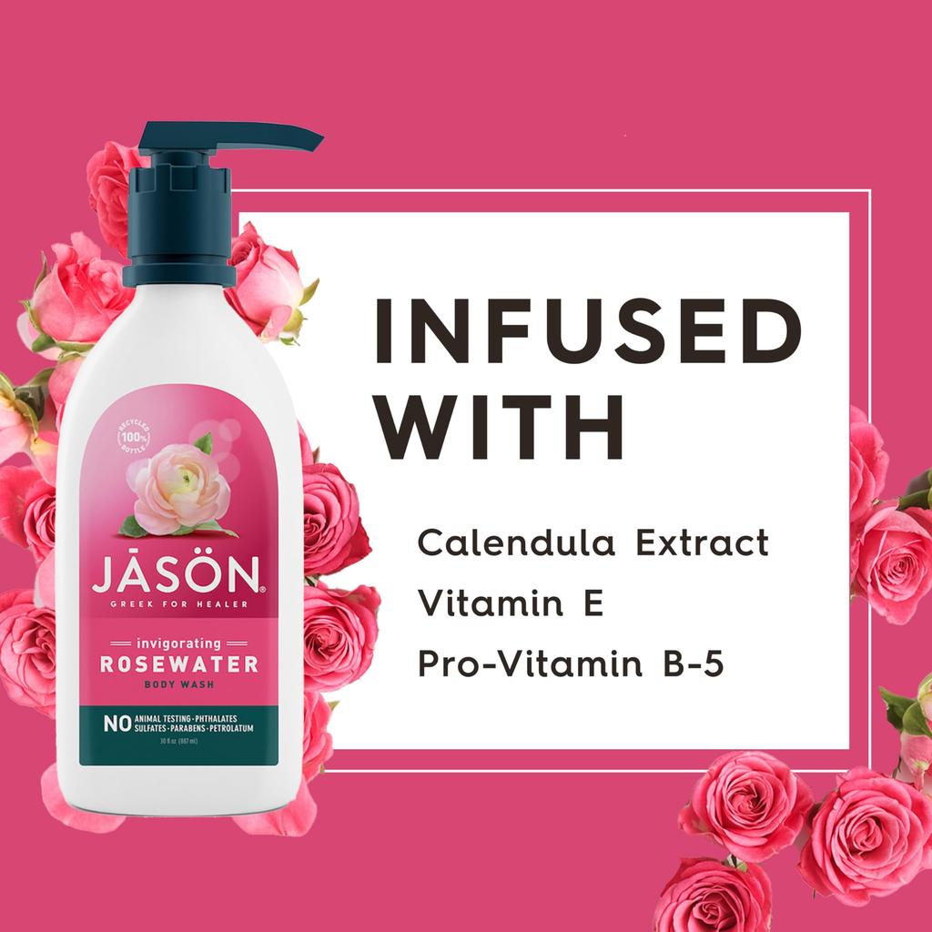Jason Natural Products Satin Shower Body Wash Natural Glycerine & Rosewater 887 ml
