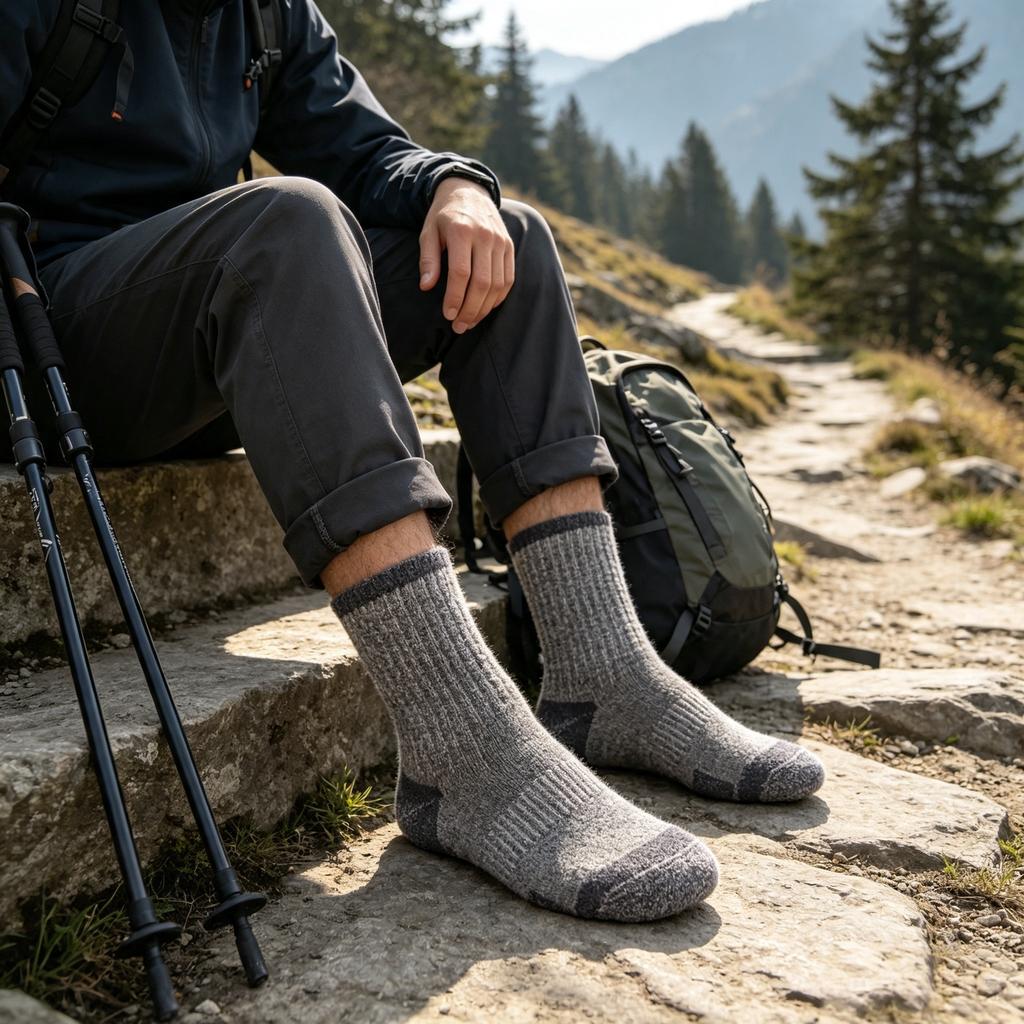 Merino Wool Mid Calf Socks Thick Terry Thermal Warm Anti Slip Anti Odor Outdoor Sports Socks Men Women Ski Mountaineering