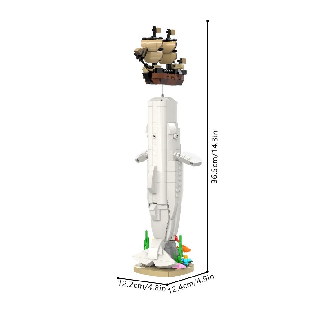 MOC Moby Dick Building Blocks Model Deep Sea Moby Dick Bricks White Whale Assemble Educational Toys Kids DIY Birthday Gifts