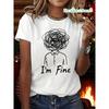 Ein lässiges kurzärmeliges Rundhals-T-Shirt mit einem humorvollen grafischen Aufdruck, perfekt für Damen Frühling und Sommer.