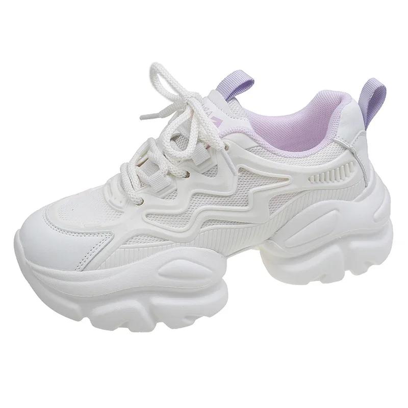 Platform Ladies Classic Luxary Women's Shoes Casual Sneakers Non-slip Chunky Sneakers Mid Heel Pumps Breathable Mesh Shoes