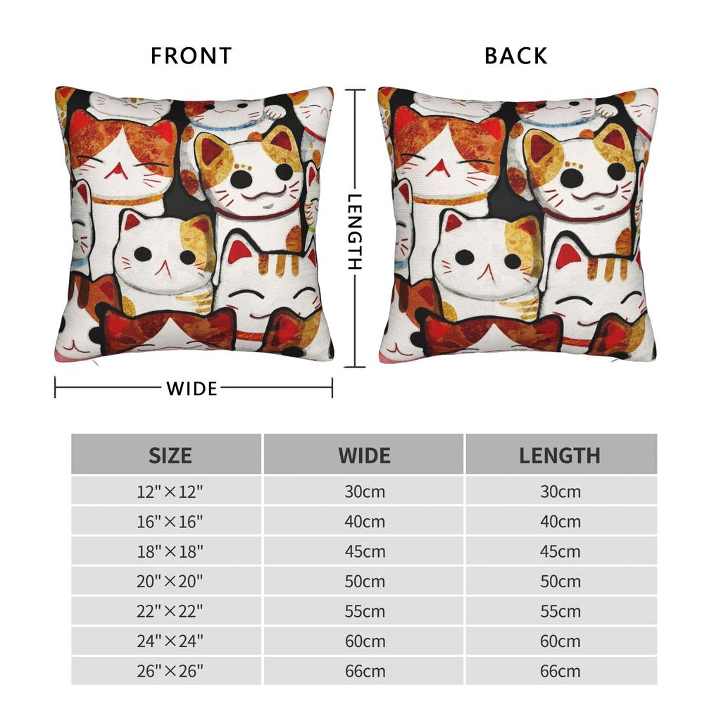 Maneki Neko Cat Lucky Cat Pillowcase Printed Fabric Cushion Cover Decoration Pillow Case Cover Home 18''