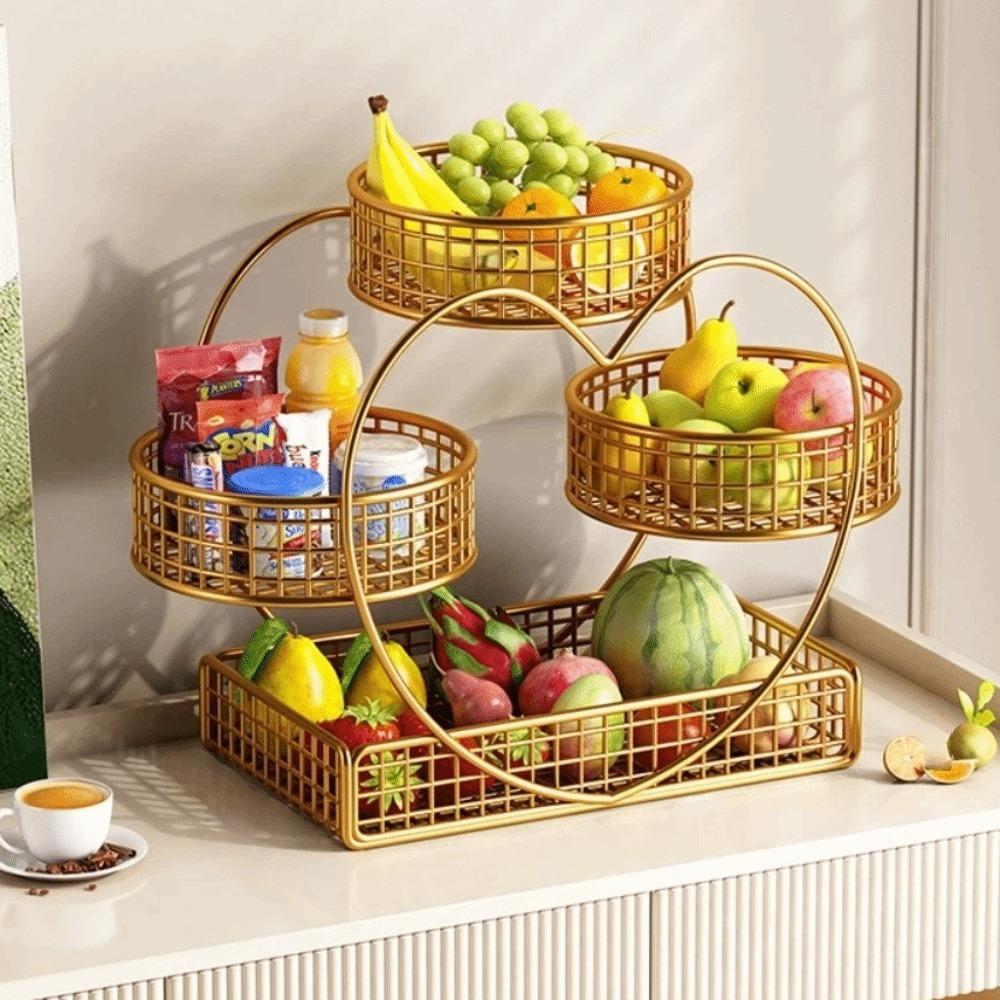 Metal Kitchen Storage Rack 3Tier Vegetable Seasoning Rack Luxury Fruit Basket Rack Home