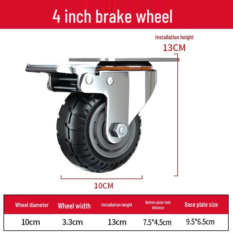 3-Inch Heavy Duty Swivel Wheel Hand Truck with Brake and Silent Rubber Casters