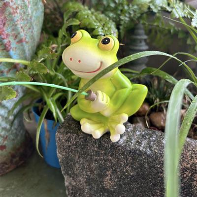 Fishing Cartoon Frog Figurine Resin Fishing Crocodile Panda Skeleton Statue Sculpture Outdoor Garden Pond Fish Tank Decoration Ornament
