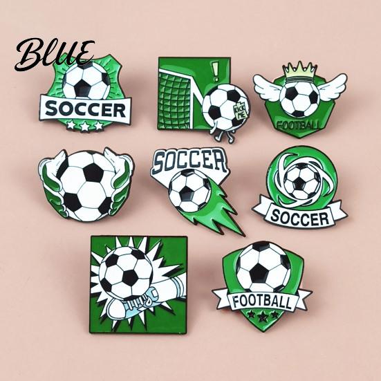 Denim Jacket Pin Enamel Brooch Zinc Alloy Texture Football Shape