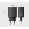 Vention 3-Port USB (C C A) GaN Charger (65W/65W/30W) EU-Plug Black
